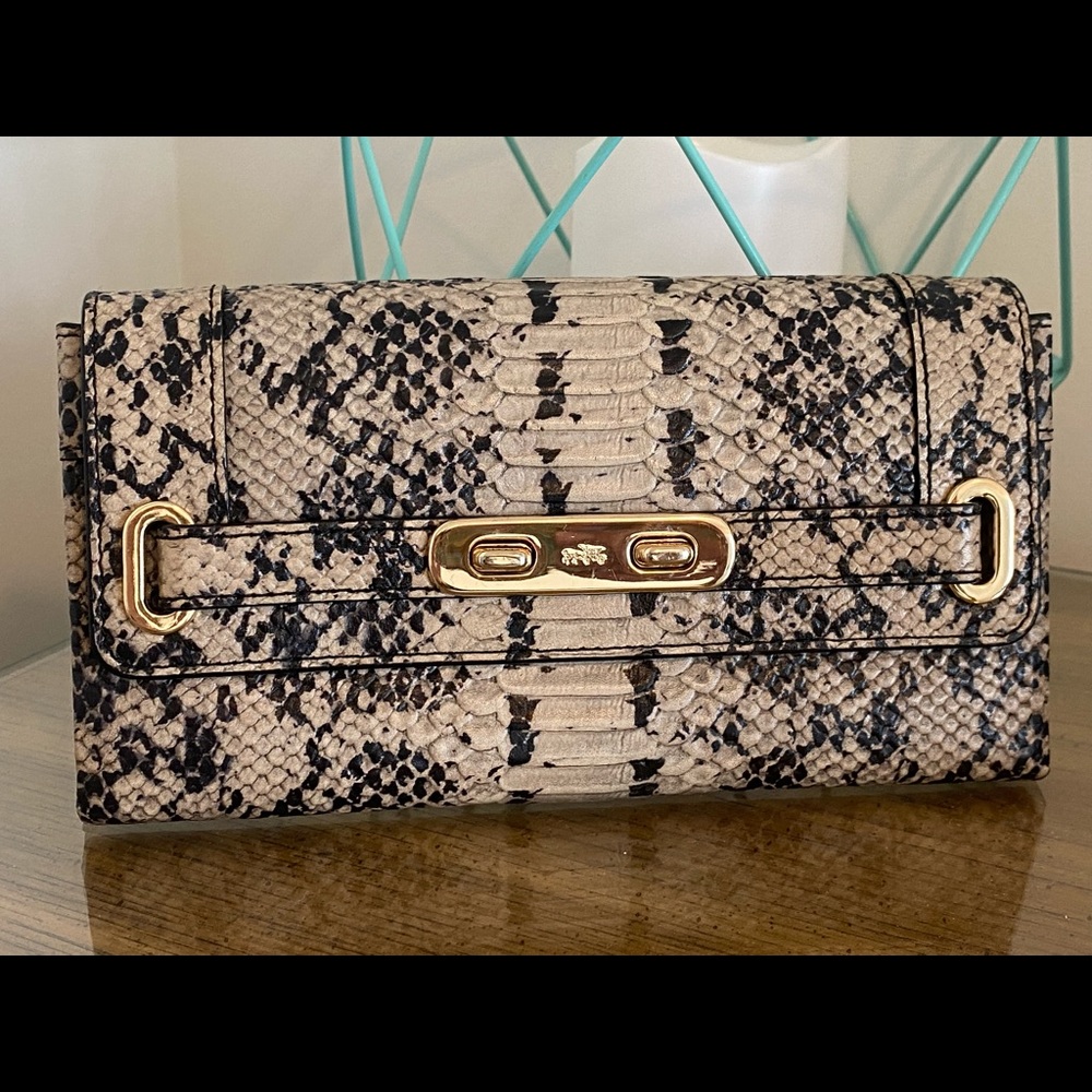 Coach Embossed Exotic Leather Swagger Wallet